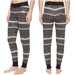 North Face Nordic Logo Print Fair Isle Stretch Jogger Pants Women's Size L EUC